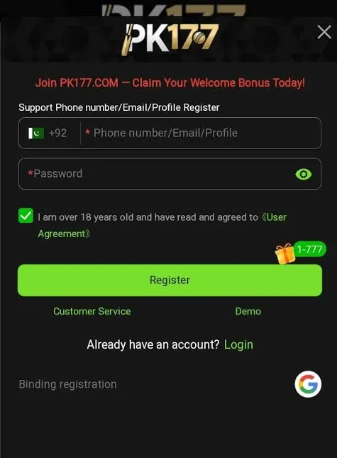 Register PK177 Game